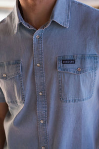 Thumbnail for Light Washed Denim Pearl Snap SS Shirt