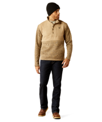 Thumbnail for Caldwell Reinforced Quarter Snap Pullover -Heathered Khaki/Khaki