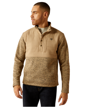 Caldwell Reinforced Quarter Snap Pullover -Heathered Khaki/Khaki