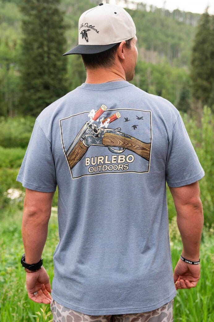 Double Barrel Shotgun SS Tee - Heather Blue Jean