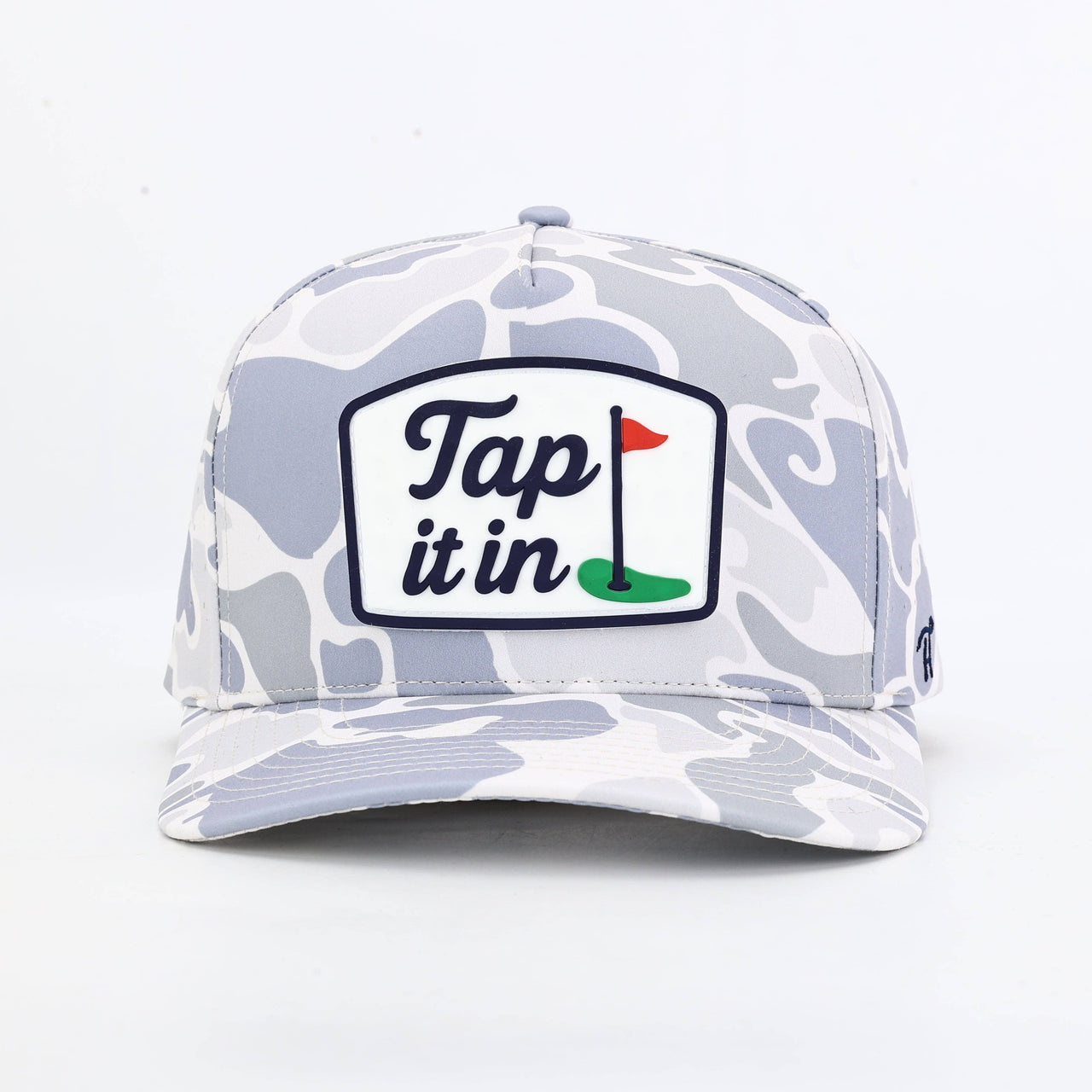 “Tap It In” Rubber Patch Gray Camo Hat