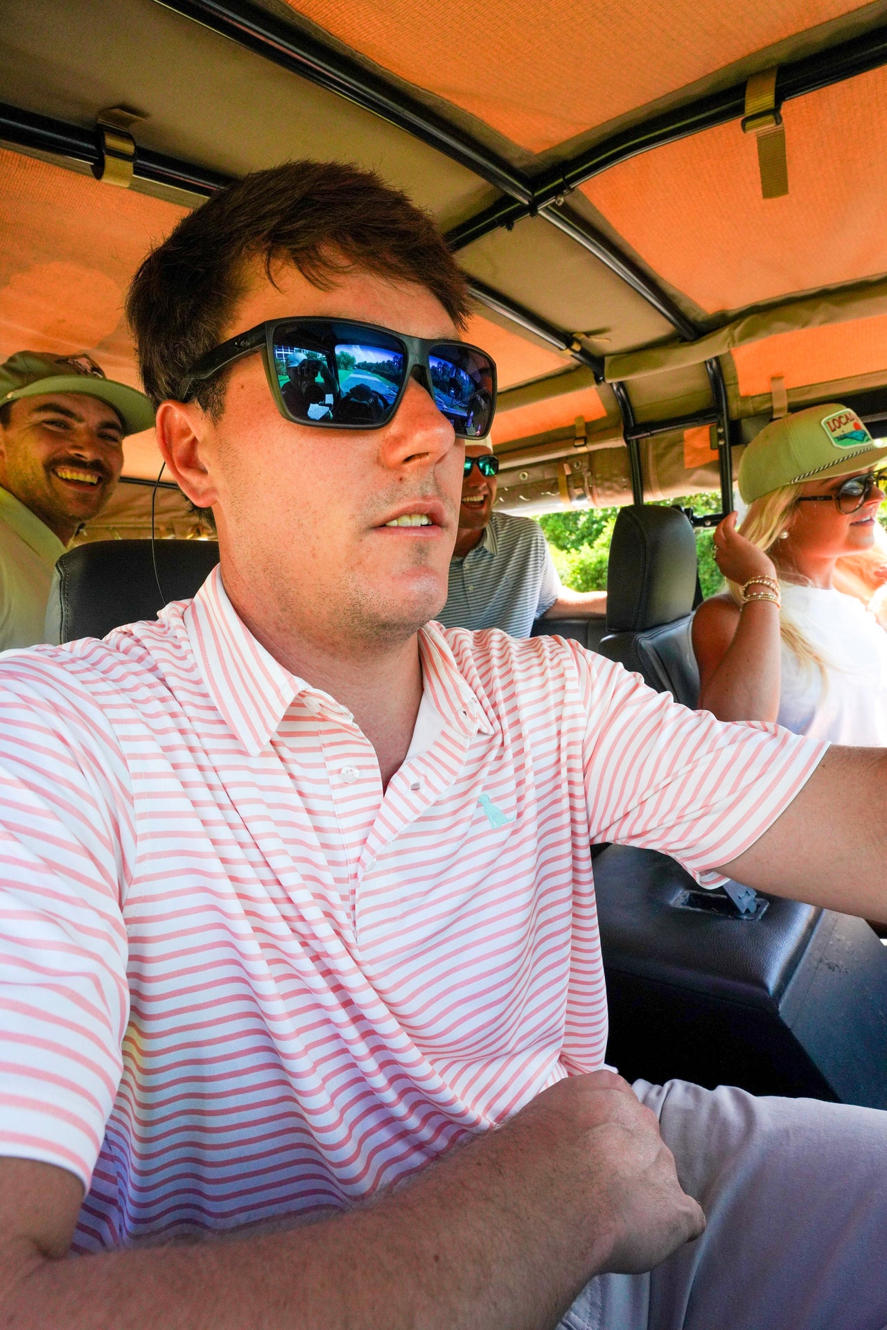 Edisto Polo - Peach/White