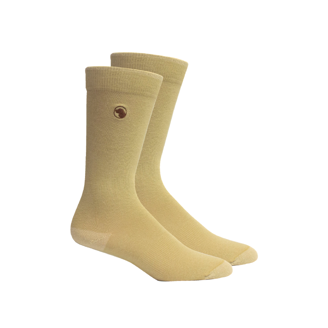 Everyday Basic Embroidered Crew Sock - Khaki