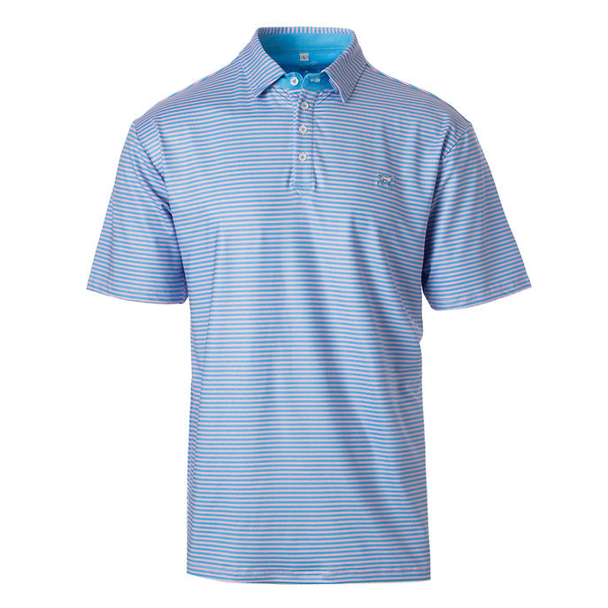 Youth - Pink & Navy Striped Signature Performance Polo