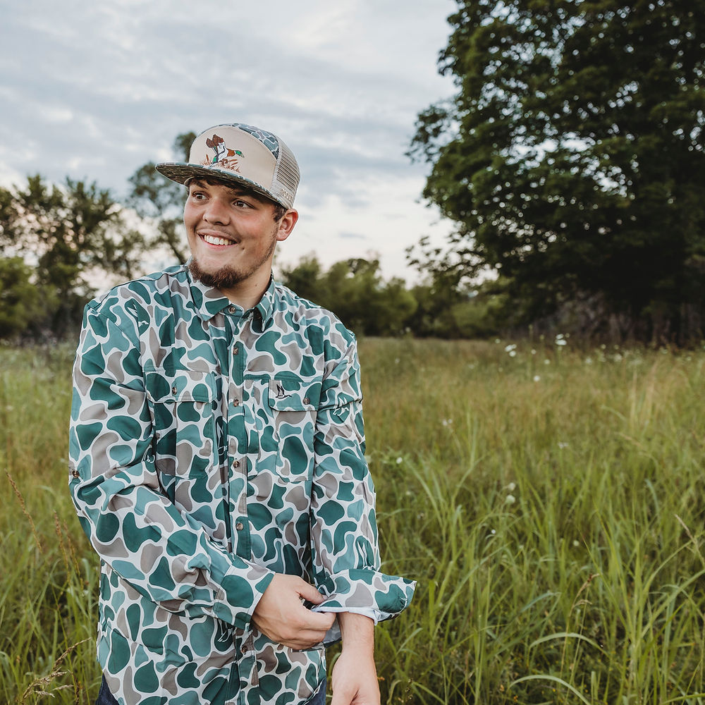 Roost Full Color Duck Logo Camo 7 Panel Cap