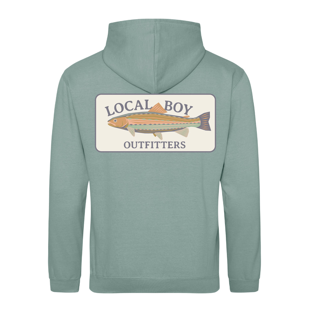 Geo Trout Cotton Hoodie - Dusty Green