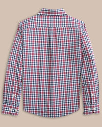 Thumbnail for Boys Intercoastal Haywood Plaid Sport Shirt - Mineral Red