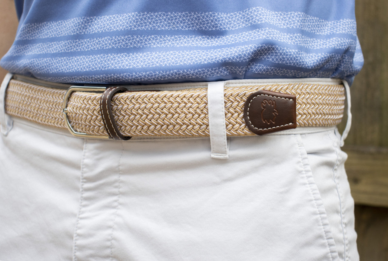 The Sanibel Two Toned Woven Stretch Belt