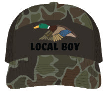 Wild Duck Embroidered 7 Panel Cap - Localflage Old School Camo/Brown