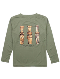 Thumbnail for Youth - Boys Performance Tee LS Duck Calls Olive