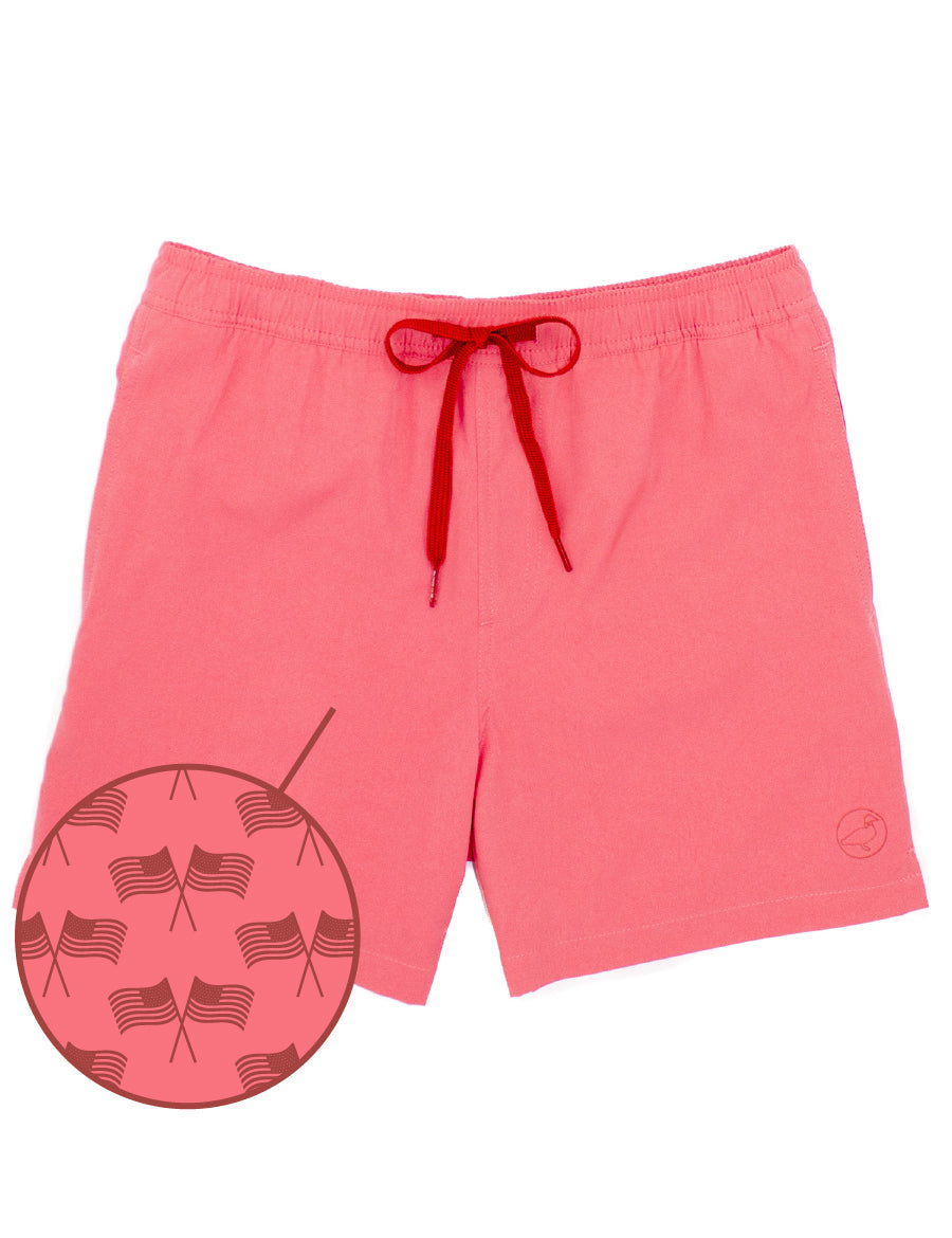 Splash Freedom Flag Swim Trunks - Red