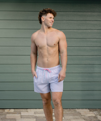 Thumbnail for Clubhouse Seersucker Swim Shorts - Berry Tide