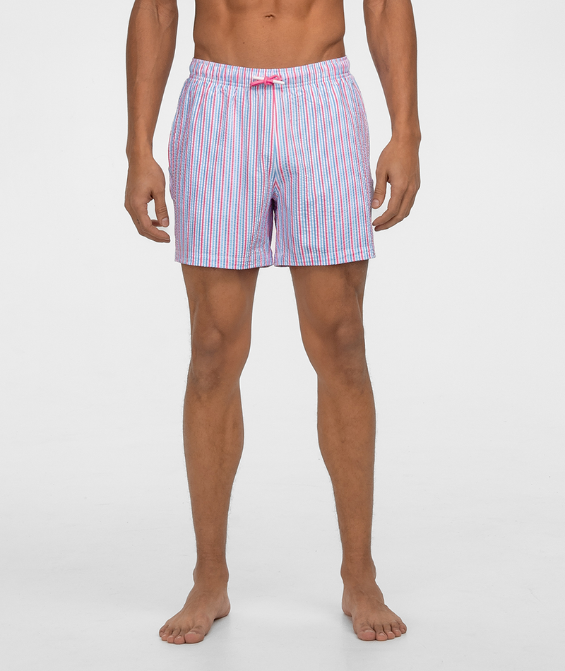 Clubhouse Seersucker Swim Shorts - Berry Tide