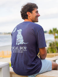Thumbnail for Distressed LCF Cobalt Dog & Moon SS Tee - China Blue