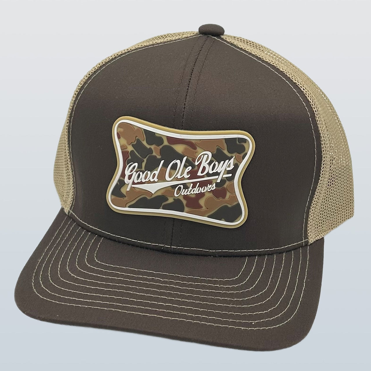 Good Ole Boys Camo Logo Patch Trucker Cap - Brown/Khaki