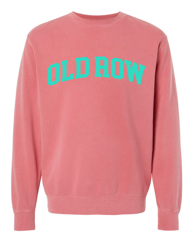 Old Row Pigment Dyed Crewneck - Pink w. Green
