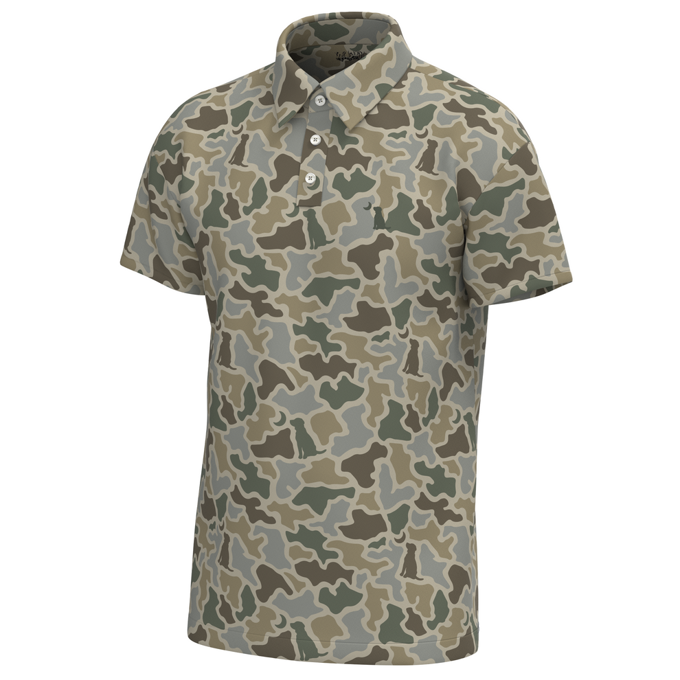 Dirty Myrtle Performance Polo - Sand Dog & Moon Camo