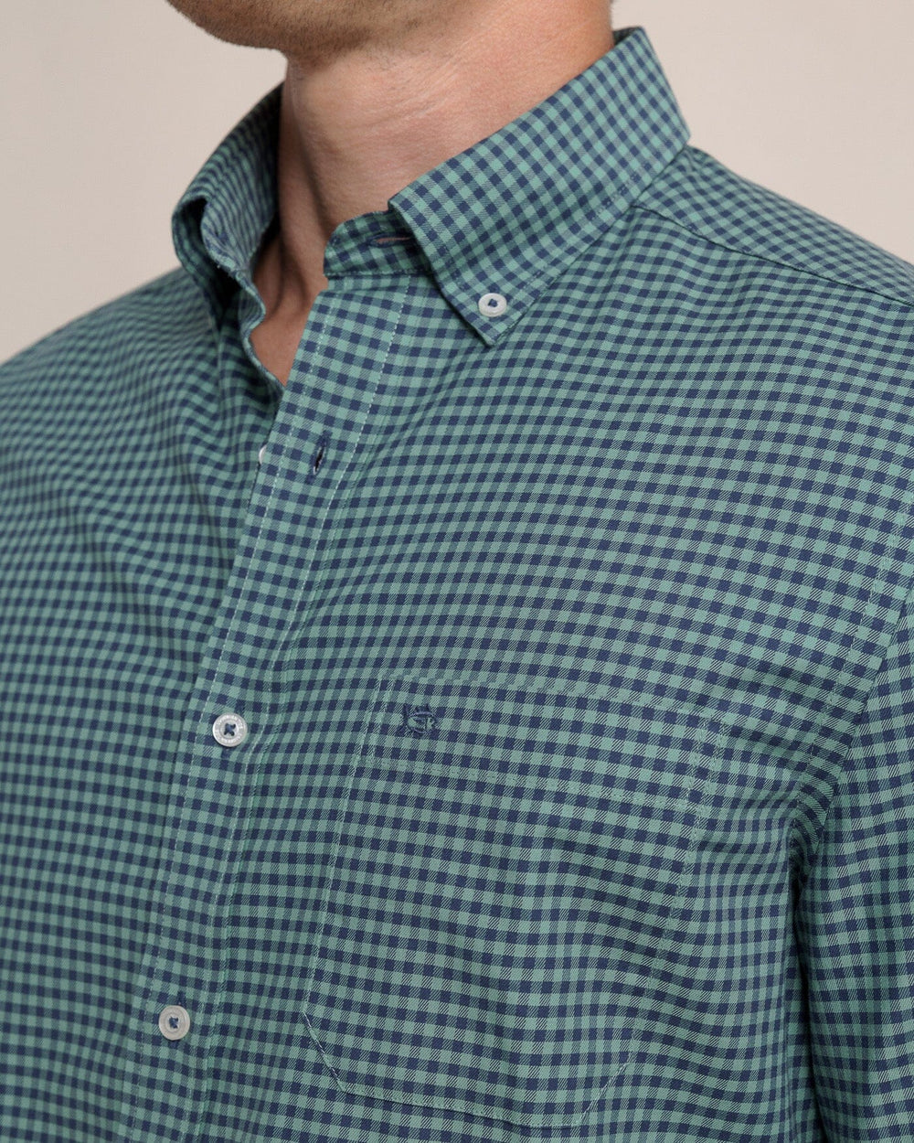 Shemwood Plaid Skipjack Long Sleeve Sport Shirt - Frosty Spruce