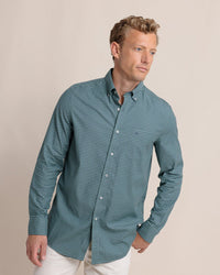 Thumbnail for Shemwood Plaid Skipjack Long Sleeve Sport Shirt - Frosty Spruce