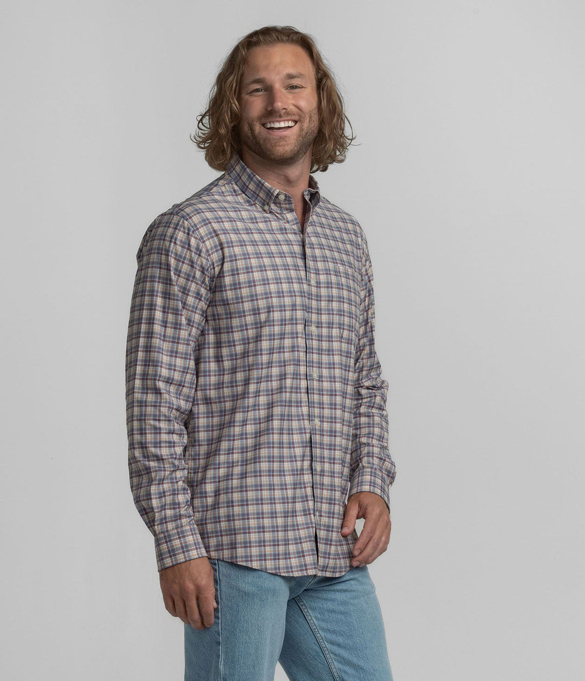 Ridgeside Plaid LS Button Down - Desert Frost