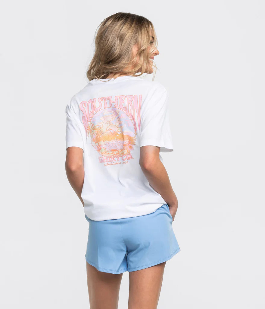 Tropical Sunset SS Tee - White