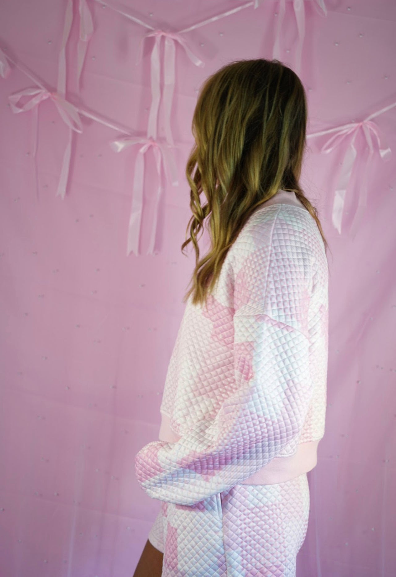 Pink Quilted Mockneck and Shorts Set