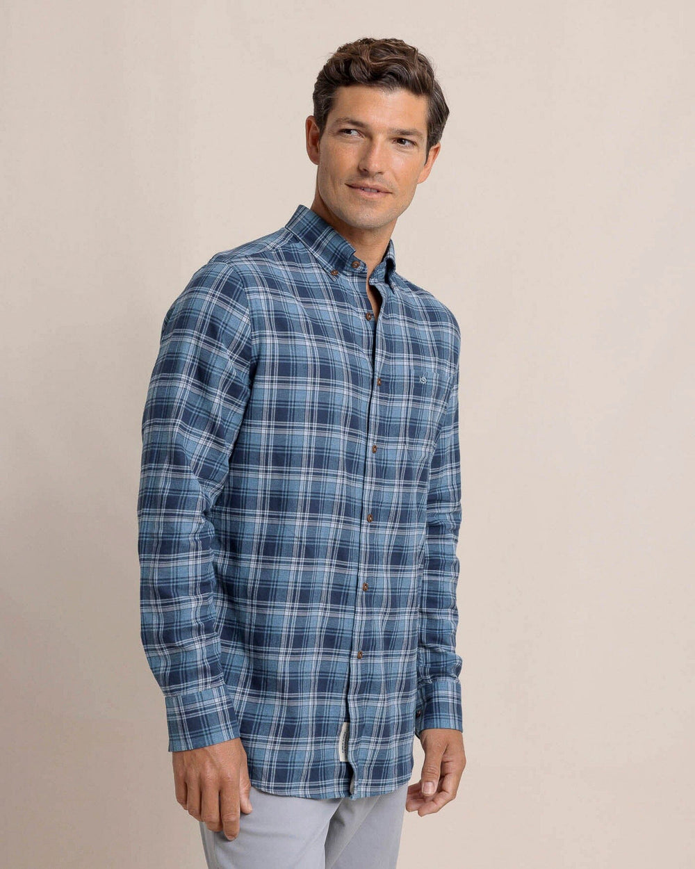 Stillwater Plaid Long Sleeve Sport Shirt - Sea Blue