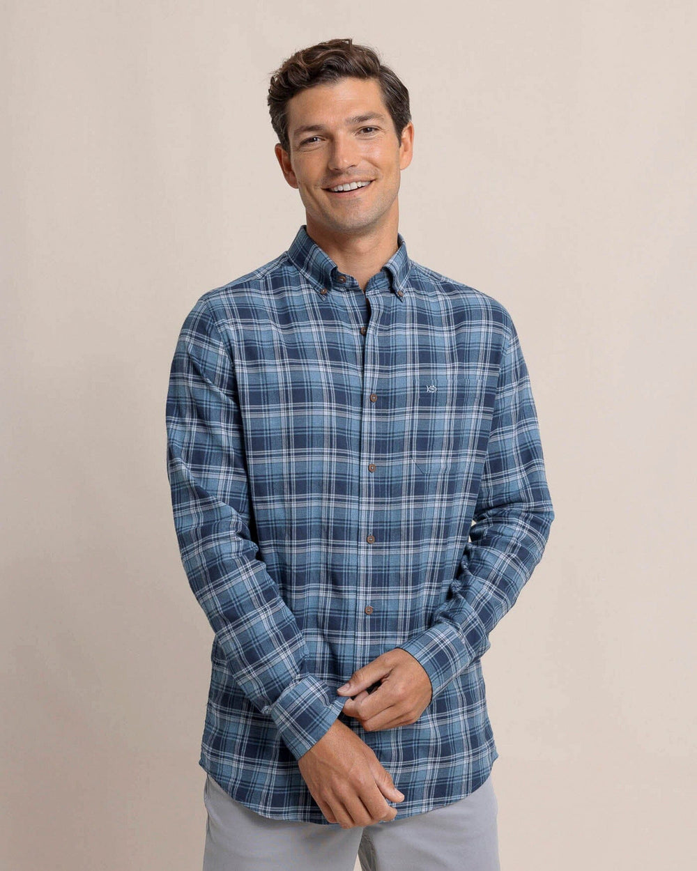 Stillwater Plaid Long Sleeve Sport Shirt - Sea Blue