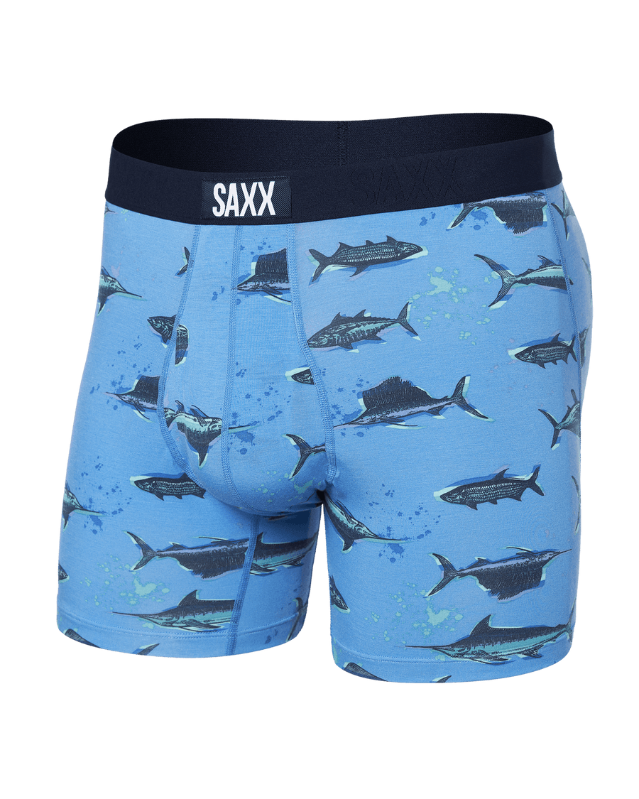 Ultra Super Soft Boxer Brief - Fish On Sail Blue