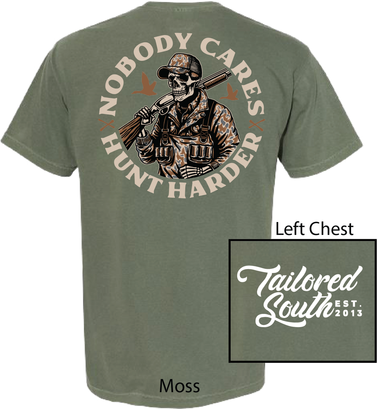 Tailored South Hunt Harder SS Tee - Moss Green