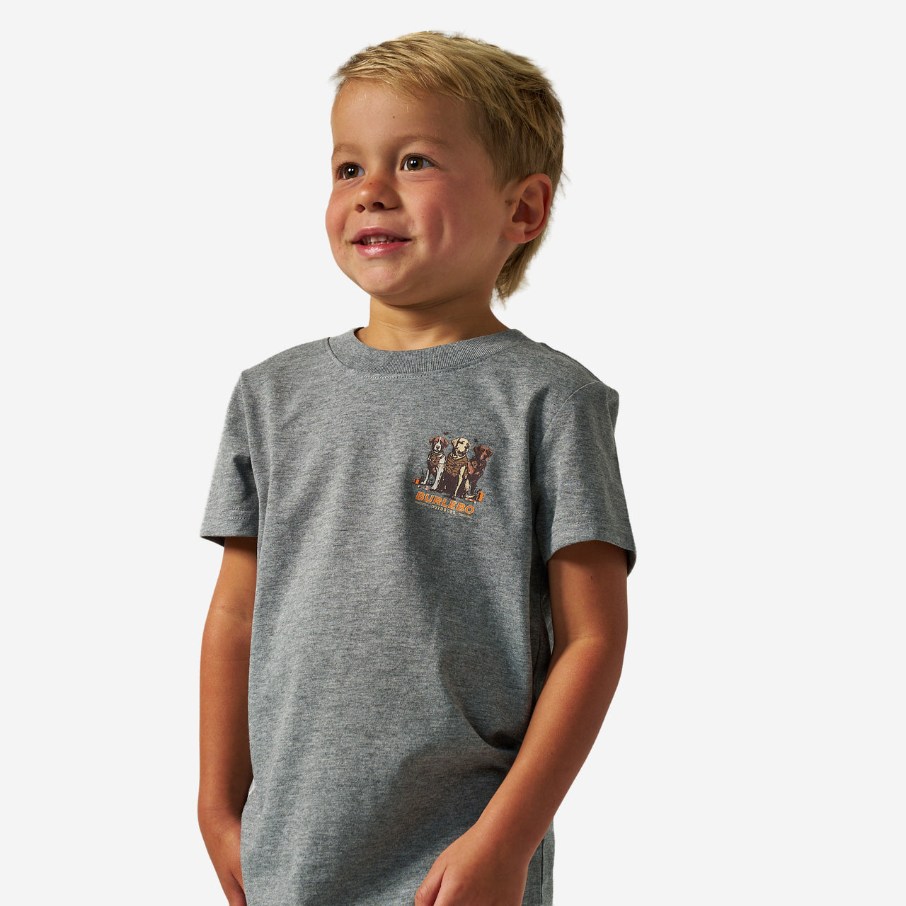Youth Camo Duck Dogs Short Sleeve T-Shirt - Dark Heather Grey