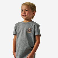 Thumbnail for Youth Camo Duck Dogs Short Sleeve T-Shirt - Dark Heather Grey