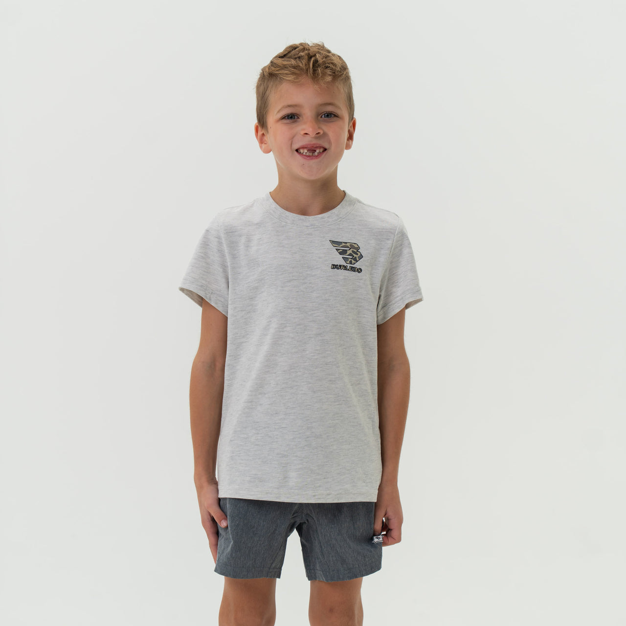 Youth Flying B Classic Deer Camo Logo Short Sleeve T-Shirt - Ash Grey