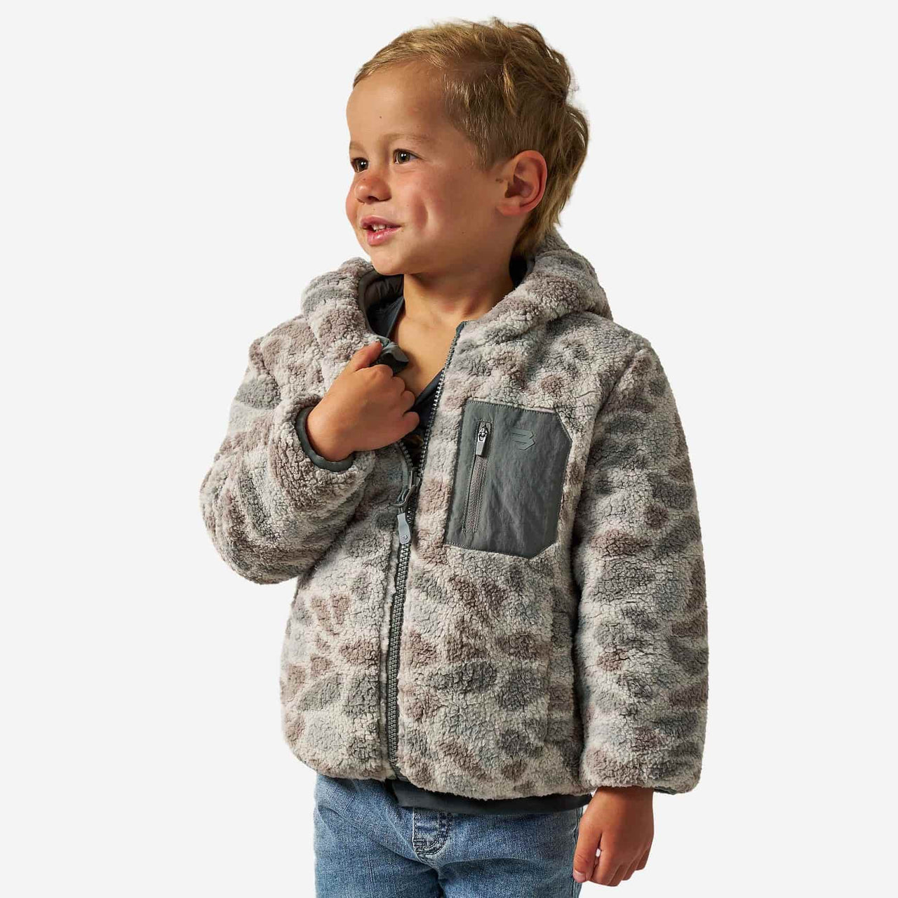 Youth - Mountain Fleece Hoodie Jacket - Classic Deer Camo