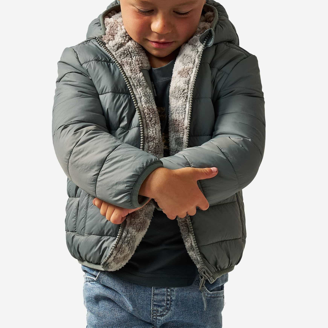 Youth - Mountain Fleece Hoodie Jacket - Classic Deer Camo