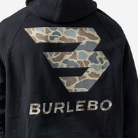 Thumbnail for Fleece Hoodie Flying B Deer Camo Logo - Black