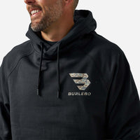 Thumbnail for Fleece Hoodie Flying B Deer Camo Logo - Black