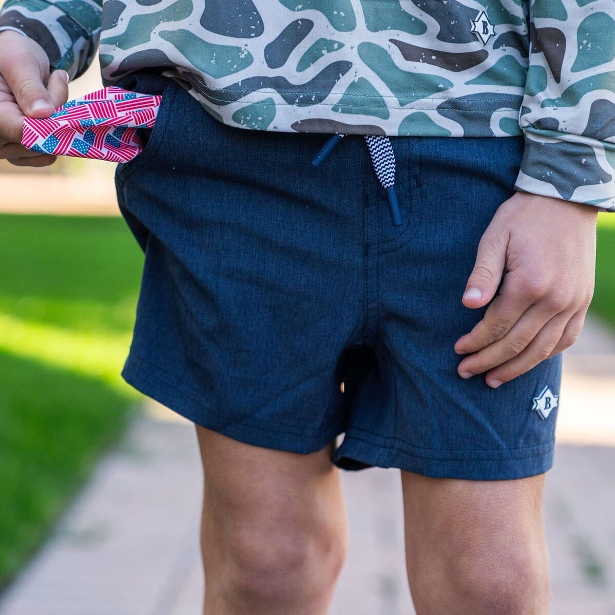 Youth Athletic Shorts - Heather Navy