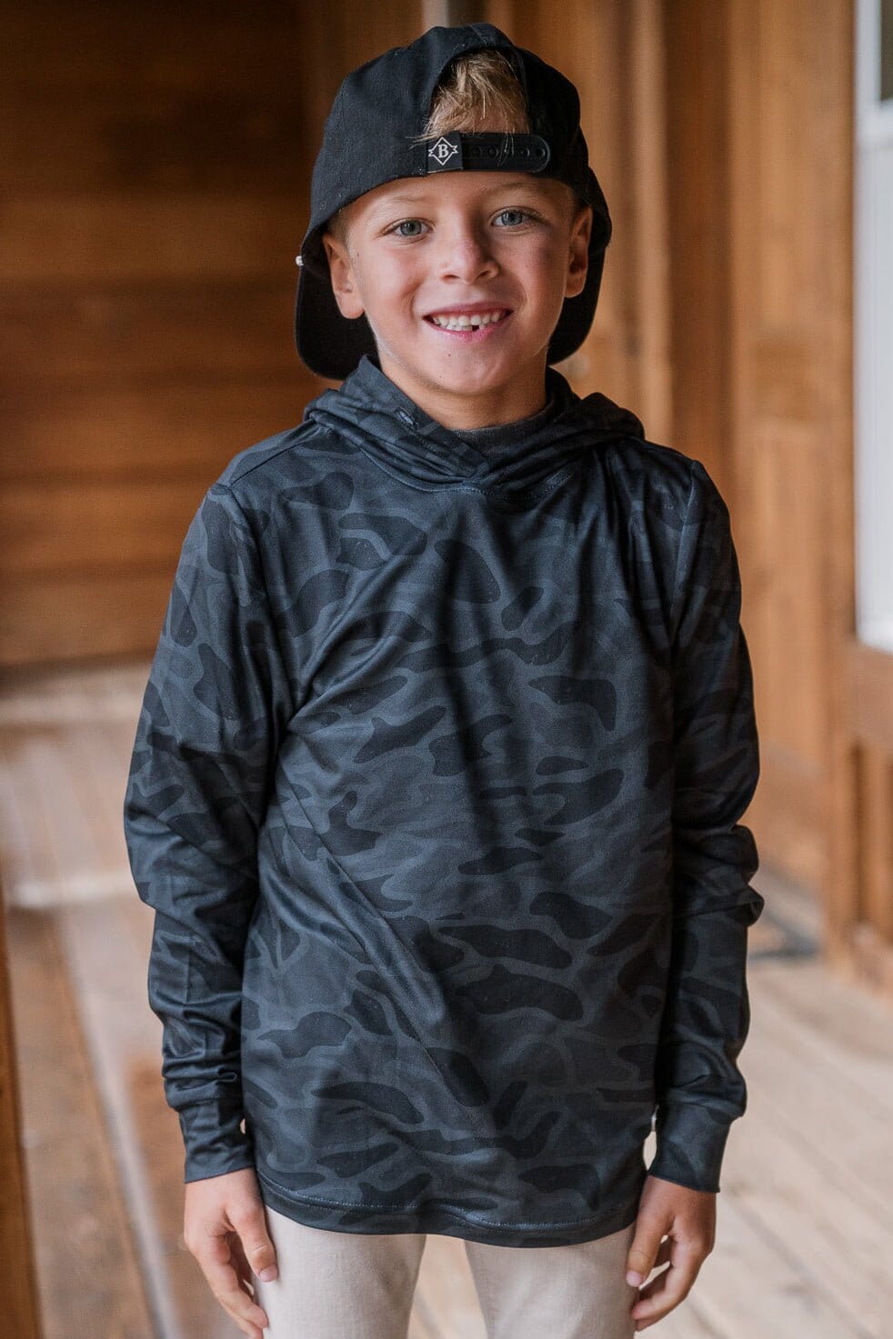 Youth Black Camo Performance Hoodie