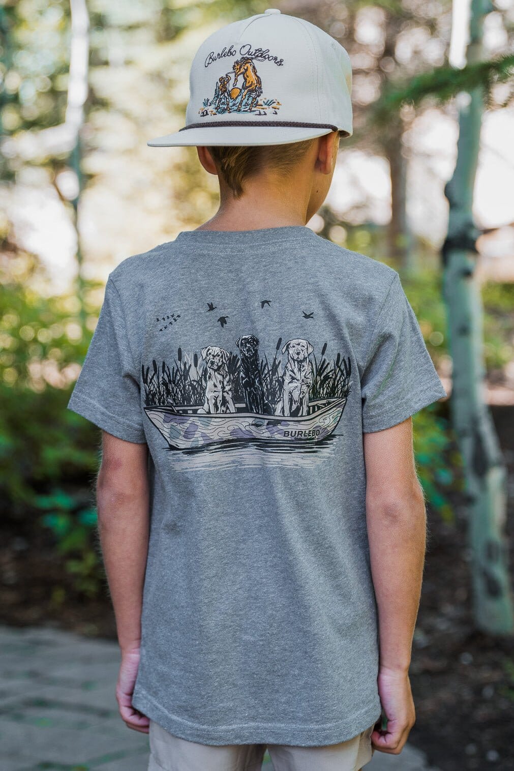 Youth Dogs On Boat SS Tee - Dark Heather Grey