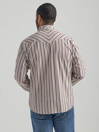 Thumbnail for Wrangler Men's Copper Stripe Snap Western Shirt
