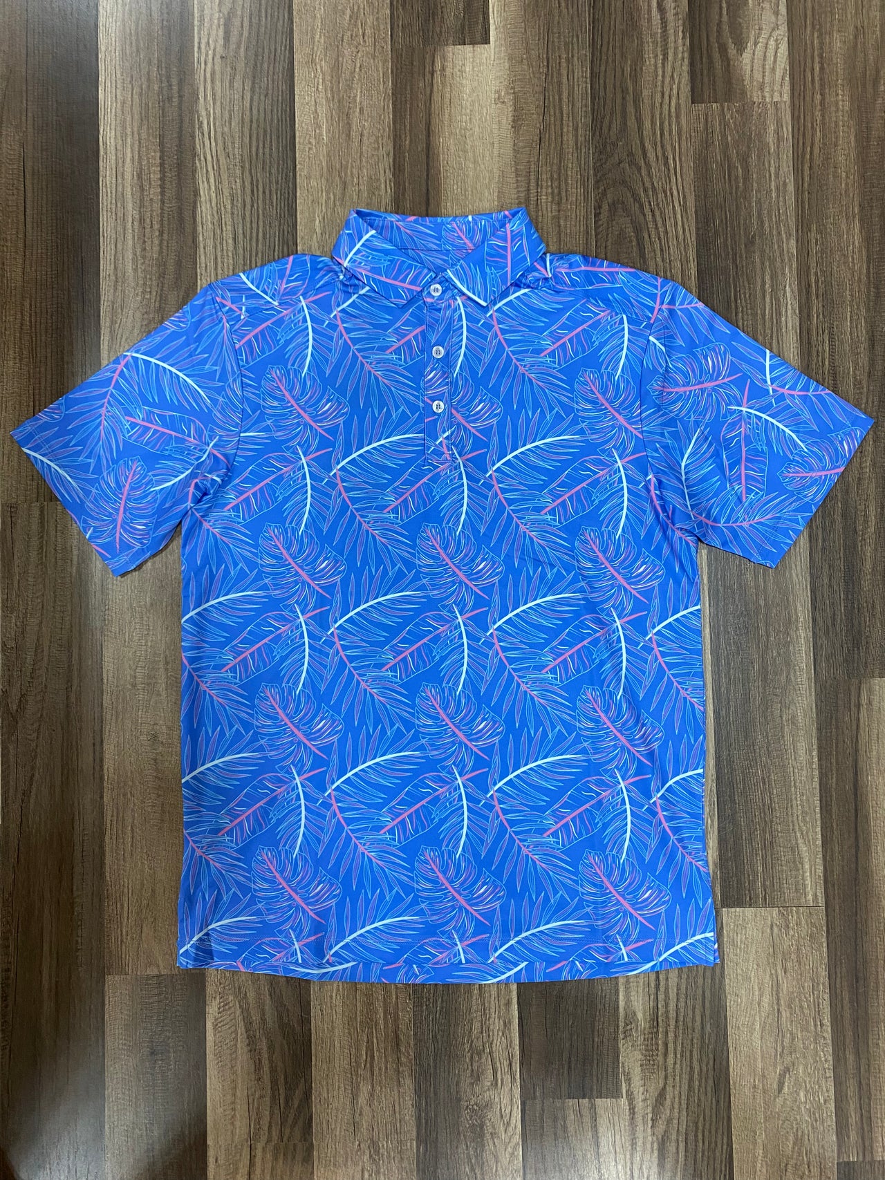 Blue & Pink Flower Polo