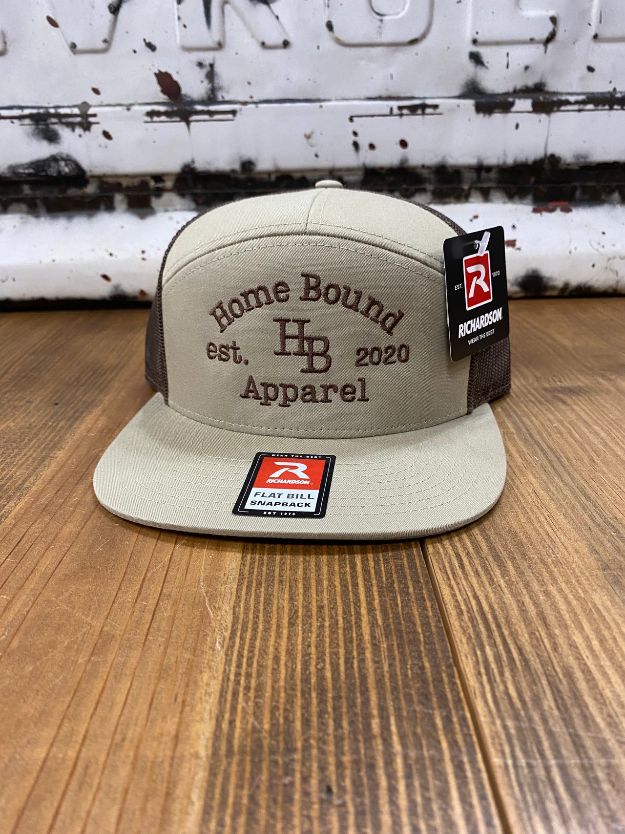 Branded HB 7 Panel Cap - Khaki/Brown