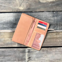 Thumbnail for Leather Checkbook Wallet - Tan