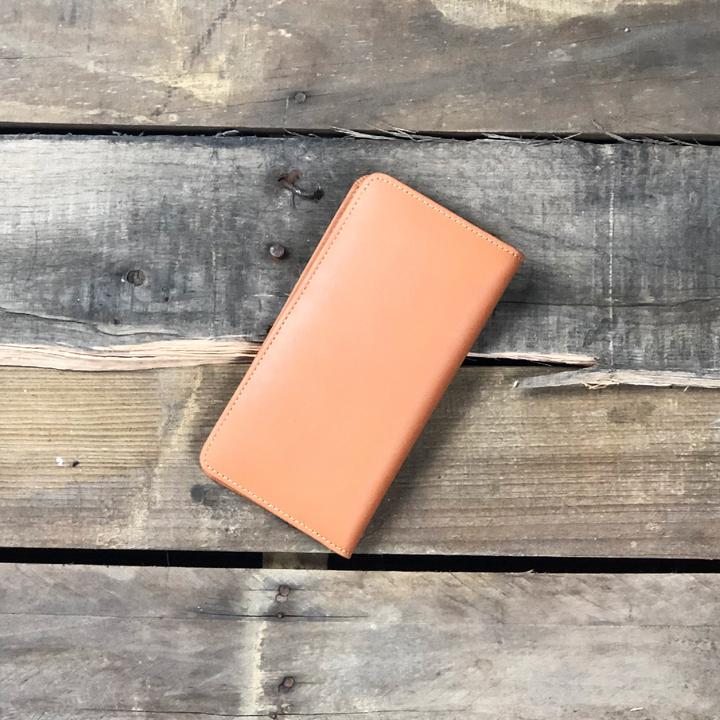 Leather Checkbook Wallet - Tan