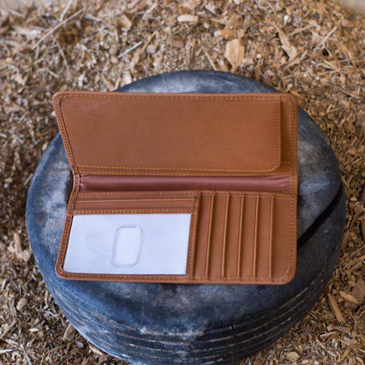 Leather Checkbook Wallet - Tan