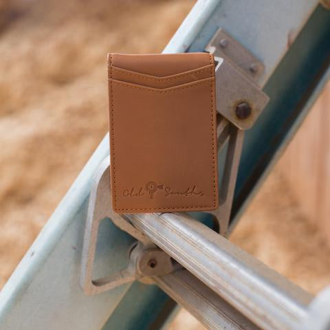 Leather Bi-Fold Money Clip Wallet-Tan