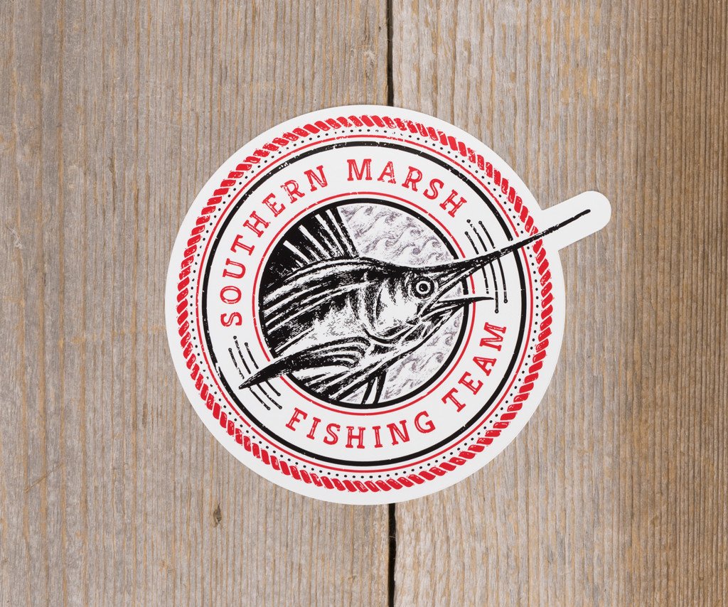Fishing Team Sticker - White with Red
