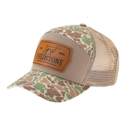 Youth - Fieldstone 7 Panel Leather Patch Camo Cap