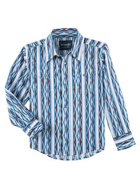Thumbnail for Wrangler Youth Checotah Long Sleeve Shirt Blue